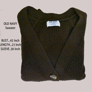 OLD NAVY Sweater M Brown 5 Buttons Long Sleeve Knit Machine Wash